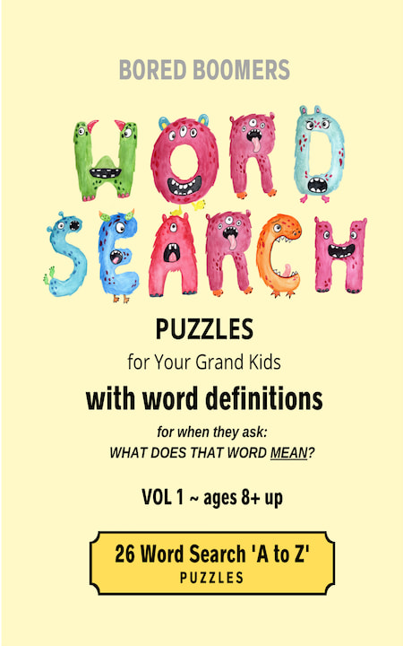 Word Search Puzzles with word definitions for kids