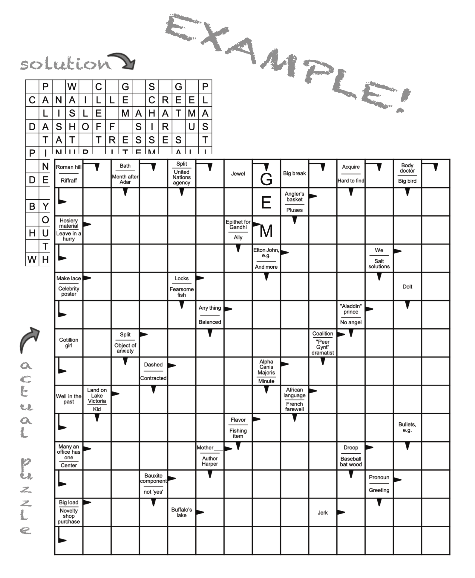 Arrow Word puzzle example