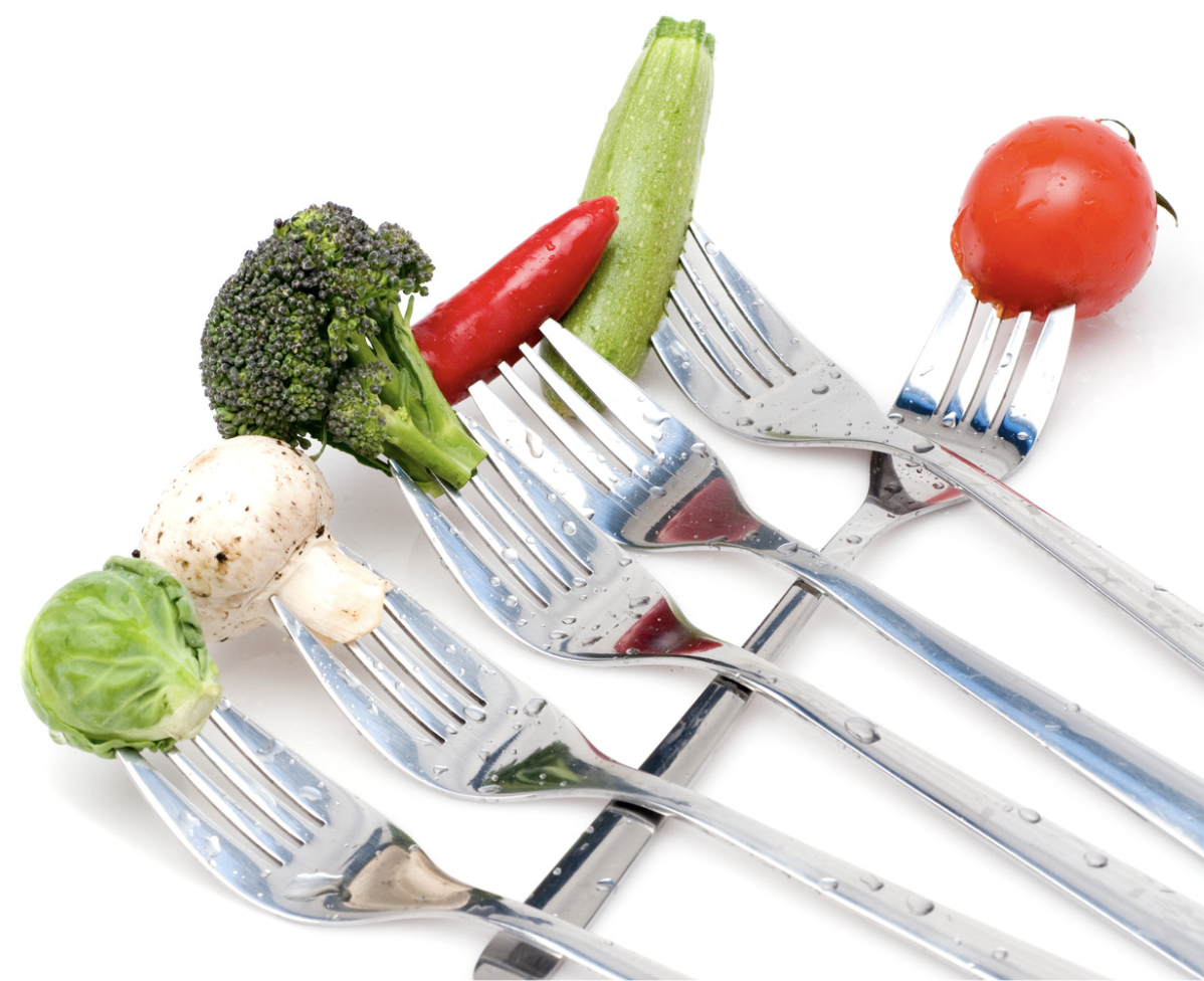 raw food on forks, by registered Canva user